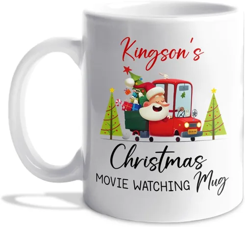 Miniatura 10 de Taza de café de Papá Noel con nombre personalizado – Taza de Papá Noel personalizada, 11 onzas y 15 onzas, bonita taza de cerámica blanca regalo