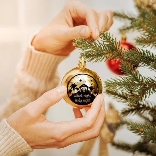 Miniatura 2 de 45 piezas de calcomanías UV con palabras de Navidad para decoración de bola de Navidad, calcomanías de letras de saludo inspiradas en vacaciones