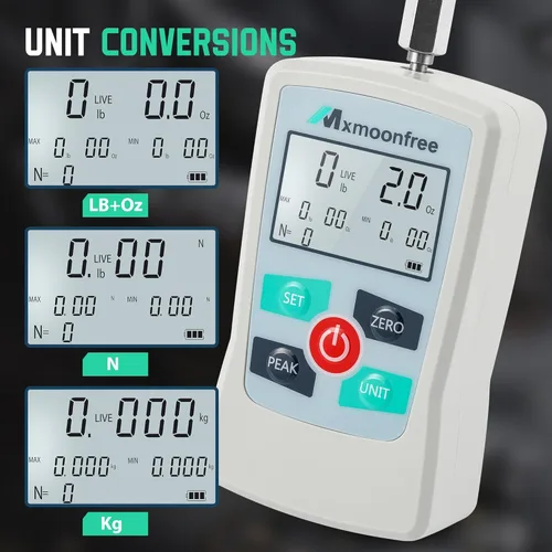 Miniatura 4 de Medidor de Fuerza Digital de 12LB, Medidor de Tirón de Disparador, Almacenamiento de Datos para Valores MAX/MIN/PROM, Medidor de Empuje y Tracción
