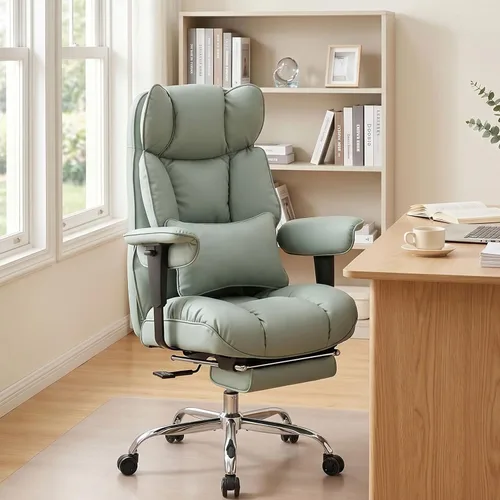 Miniatura 8 de Efomao Silla de oficina grande y alta de 400 libras, silla de escritorio reclinable resistente con reposapiés, silla ejecutiva de piel sintética