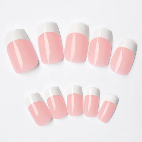 Miniatura 2 de AddFavor Uñas Postizas de Punta Francesa Cortas, 120 piezas Uñas Postizas Blancas con Punta Francesa Uñas Postizas Cuadradas Nude Uñas Acrílicas