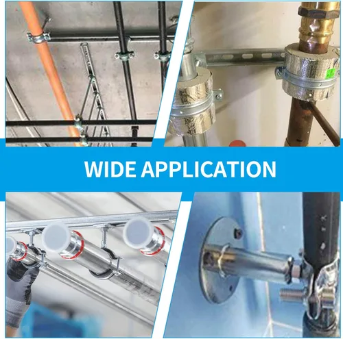 Miniatura 7 de 2 piezas de soporte de tubería de montaje en pared para montaje en techo, de acero inoxidable, ajustable, correas de tubo de abrazadera para tubo