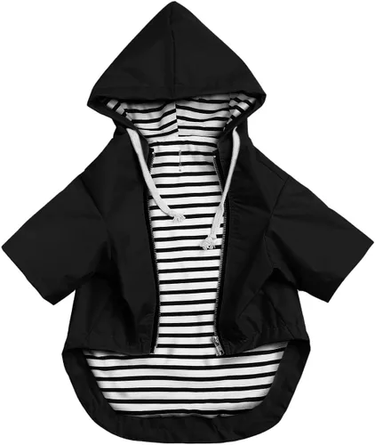 Miniatura 9 de Impermeable para Perros Perros Impermeable Chaqueta de Lluvia Reversible para Perros Razas Pequeñas y Medianas Cremallera Reflectante Bolsillo