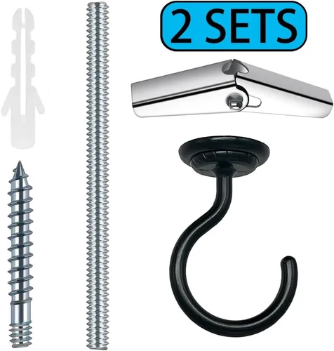 Miniatura 6 de 2 juegos de ganchos grandes para techo, ganchos resistentes con accesorios para colgar plantas, campanillas de viento, accesorios de luz, red