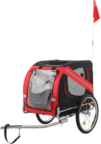 Miniatura 10 de PEXMOR Remolque de bicicleta para perros, carrito plegable para mascotas con enganche universal, transporte de carga para perro y ruedas de Azul
