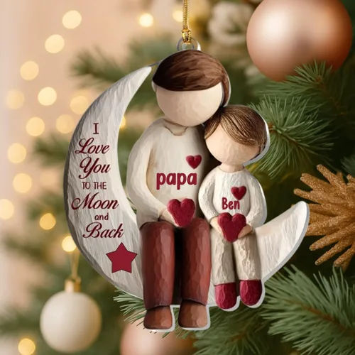 Miniatura 12 de Abuela y Nieto Moon Loves - Adornos Acrílicos Personalizados de 1 Capa - Te Amo Hasta la Luna y de Vuelta - Adorno Adornos Navideños 2025