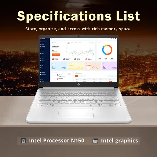Miniatura 2 de HP Stream - Laptop de regreso a clases de 14 pulgadas, procesador Intel N150 (Beats i3-1115G4), Copilot AI Microsoft 365 de 1 año, 4 GB de RAM, 128