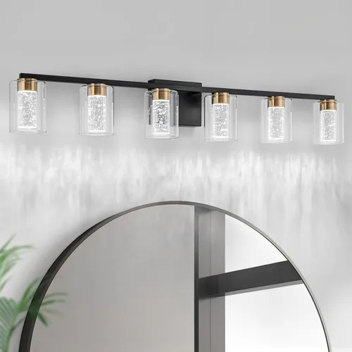Miniatura 24 de SineRise Lámpara de tocador dorada de 3 luces con 3 modos de color (3000K/4000K/6000K), Accesorio de luz LED para baño con protección ocular, Luz