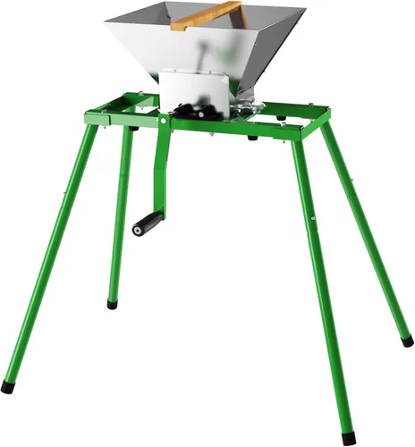Trituradora de Manzana y Fruta de 7L con Manivela y Soporte, Exprimidor Triturador Manual de Acero Inoxidable para Sidra de Temporada y Jugo Fresco