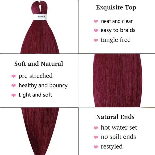 Miniatura 4 de Cabello para trenzar preestirado plateado, 20 pulgadas, 6 paquetes de extensiones de cabello trenzado Ombre preestiradas para mujeres, fibra