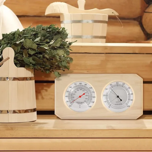 Miniatura 7 de Dyna-Living 2 en 1 Sauna de madera para sauna higrotermógrafo interior Fahrenheit termómetro e higrómetro para hotel o sala de sauna