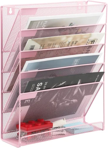 Miniatura 8 de EASEPRES Organizador de Archivos de Escritorio de Malla de 4 Niveles, Soporte de Organización de Documentos Colgante para Montaje en Pared, Estante