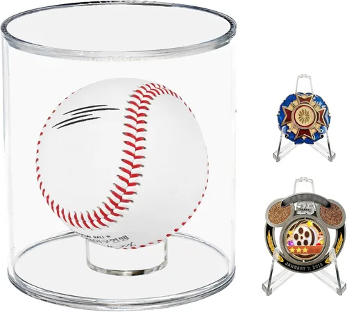 Cilindro de exhibición de béisbol, vitrina acrílica más grande de 3.5 pulgadas de diámetro con soporte interior reemplazable para anillo de béisbol