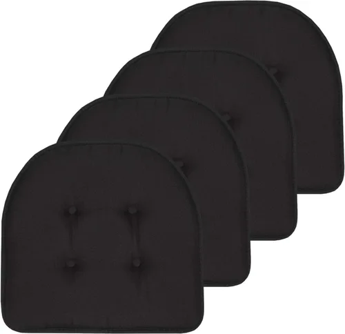 Miniatura 26 de Sweet Home Collection - Cojín de espuma viscoelástica para silla con capitoné, antideslizante, parte trasera de goma, en forma de U, 17 x 16 Piel