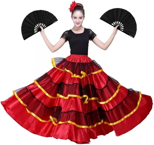 Miniatura 5 de Paquete de 2 ventiladores de mano plegables grandes para hombres y mujeres, fanáticos rave, ventilador chino de Kung Fu Tai Chi, abanicos de mano