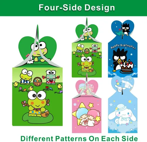 Miniatura 3 de ARHAVI 12 cajas de regalo para fiesta de cumpleaños de niños, Kuromi y mi melodía, Keroppi, pompompurina, Badtz, suministros de decoración de fiesta