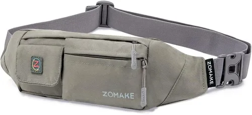 ZOMAKE Small Crossbody Fanny Pack for Women Men, Runner Belt Bag with Adjustable Strap, Water Resistant Waist Bag for Running Glaucous