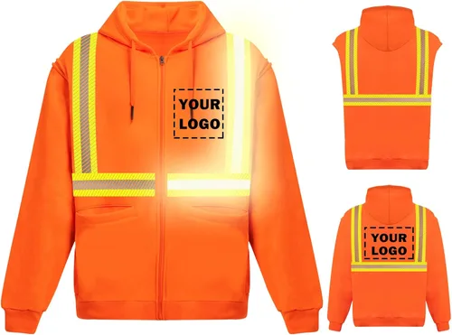 Miniatura 19 de Chaqueta con capucha de seguridad reflectante de alta visibilidad con mangas extraíbles Hi Vis Ropa de trabajo de protección al aire libre unisex
