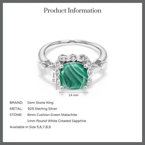 Miniatura 51 de Gem Stone King Anillo de compromiso de plata de ley 925 de 0.315 in con piedra natal y zafiro blanco creado Anillo de compromiso de boda