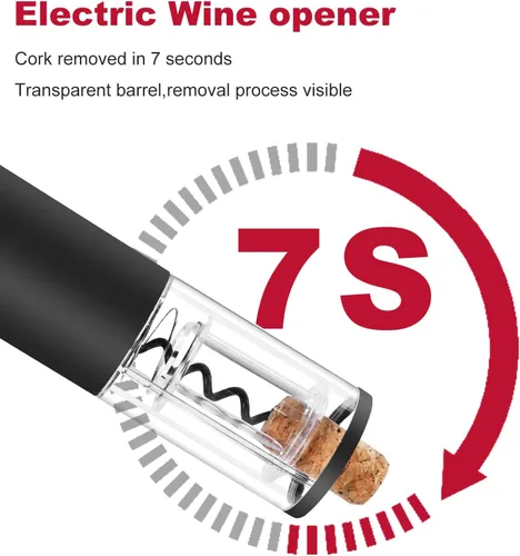 Miniatura 4 de Abrevino eléctrico, sacacorchos automático con cortador de lámina, accesorio de cocina para el hogar, accesorio de vino para amantes del vino