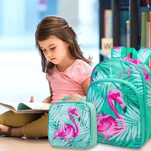 Miniatura 9 de gxtvo Mochila de 3 piezas, 16 pulgadas con lentejuelas y lonchera