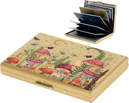 Miniatura 61 de BONSYL® Soporte para tarjetas de crédito, cartera delgada de metal con bloqueo RFID, con 6 ranuras para tarjetas, para mujeres y hombres.