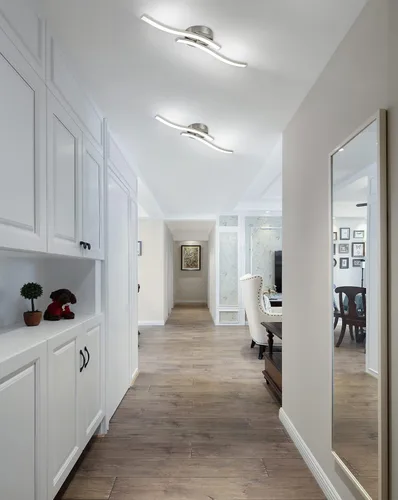 Miniatura 4 de EDISLIVE Moderna lámpara de techo LED regulable curva, 2 luces de 22.5 pulgadas, lámpara de techo minimalista LED empotrada para dormitorio