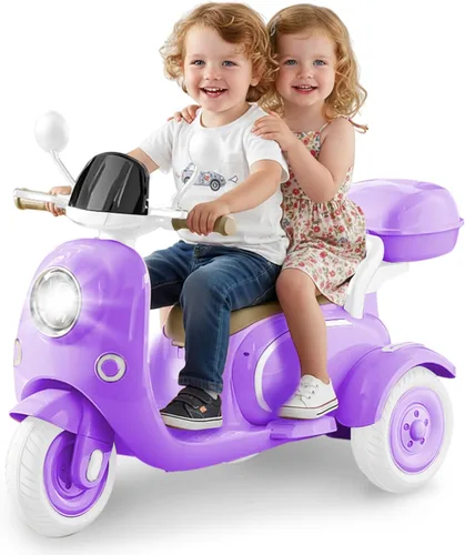 Miniatura 10 de HEIMILI Motocicleta eléctrica para niños, scooter eléctrico para niños de 3 años, juguete para niñas, scooter de 3 ruedas de 12V para montar