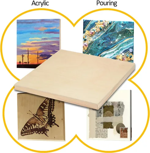 Miniatura 3 de Falling in Art Paquete de 2 paneles de lienzo de madera sin terminar, kit de paneles de madera de abedul de galería de 20 x 20 pulgadas, tablas
