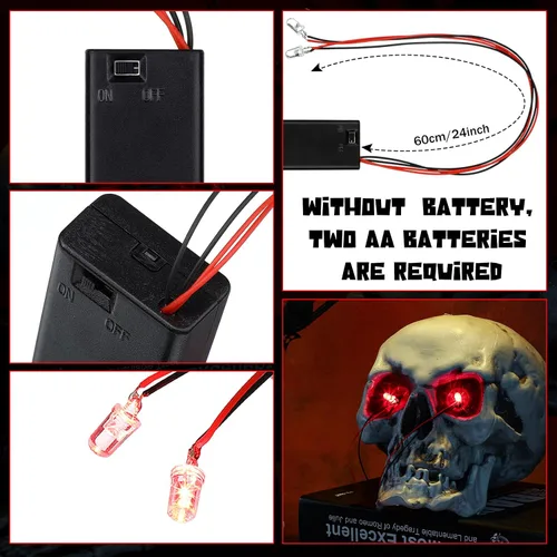 Miniatura 3 de 12 piezas de ojos LED de Halloween para máscara de ojos brillantes luces LED ojos con caja de batería, batería no incluida Rojo