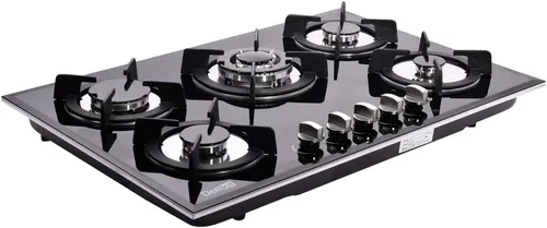 Miniatura 3 de Estufas de gas de 30 pulgadas Doble combustible sellado 5 quemadores Drop-In Placa de gas de vidrio templado DK157-A01S Cocina de gas