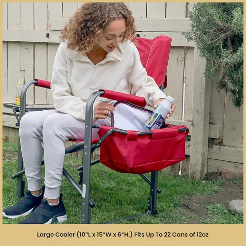Miniatura 5 de ARROWHEAD OUTDOOR Silla de director plegable con mesa auxiliar y enfriador integrado, soporte para tazas, bolsa de almacenamiento, soporta hasta 450