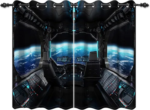 Miniatura 34 de Renaiss Cortinas para ventana del espacio exterior, paso interior de la estación espacial, corredor de ciencia ficción futurista, vista