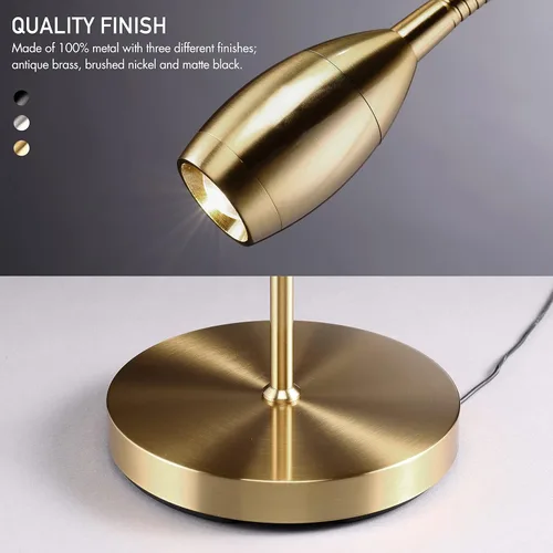 Miniatura 7 de O’Bright Ray – Lámpara de pie ajustable con haz LED, foco regulable y con zoom, cuello de cisne flexible, lámpara de pie para lectura/manualidades
