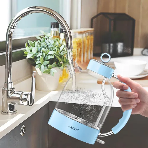 Miniatura 3 de ASCOT Hervidor eléctrico, tetera eléctrica de vidrio, regalos para hombres/mujeres/familia 1.5L 1500W calentador de té de vidrio de borosilicato