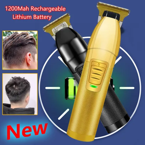 Miniatura 4 de Juego de 2 cortapelos para peluqueros profesionales, a la moda, recargable, con 10 peines de peinado (6.2 pulgadas, oro negro)