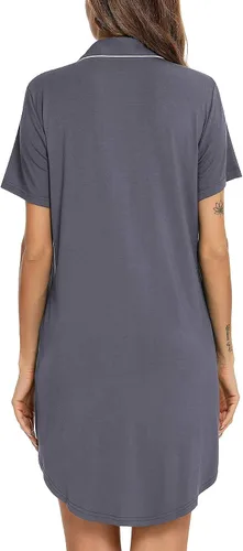 Miniatura 186 de Samring Camisón de pijama para mujer, manga corta/larga, con botones, camisón para dormir, camisón para novio, talla XXL