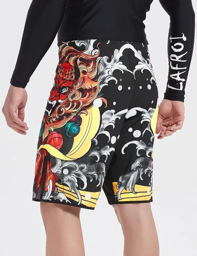 Miniatura 5 de LAFROI QJK01 - Pantalones cortos de boxeo para hombre con cordón y bolsillo