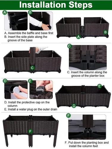 Miniatura 5 de Kalolary 2 juegos de cama de jardín elevada con patas, cajas de plantas de patio, flores vegetales, contenedor elevado para plantas