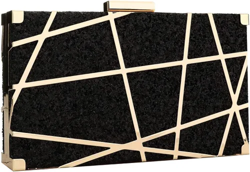 Miniatura 2 de Bolsa de acrílico para mujer, con lentejuelas, multicolor, geométrico, para novia, graduación, boda, fiesta, bolso, Negro, talla única
