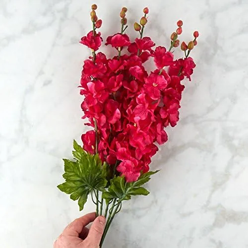 Miniatura 3 de Factory Direct Craft Poly Silk Beauty Pink Delphinium Floral Bush para decoración de interiores
