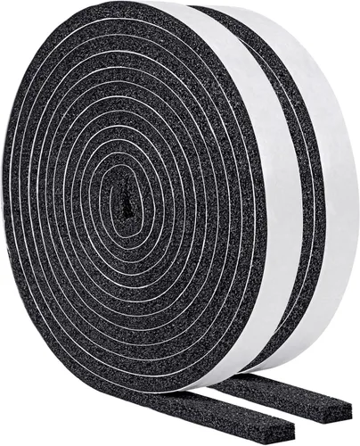 Yotache Cinta de Sellado de Espuma Autoadhesiva de Celda Abierta de 1/2 pulgadas x 1/4 pulgadas, Burlete para Aislamiento de Puertas, Insonorizante,