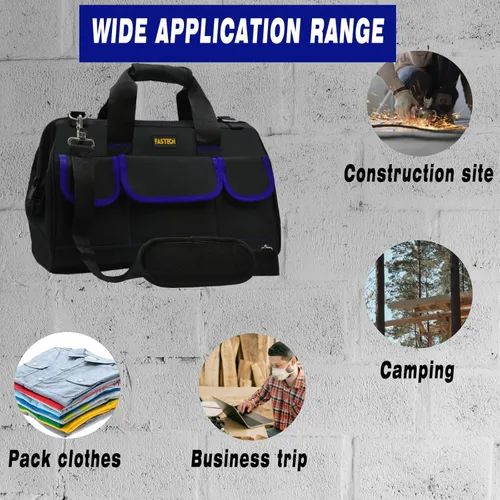 Miniatura 7 de FASTECH Bolsa de herramientas de 20 pulgadas, bolsa de herramientas grande, impermeable, kit de herramientas de boca ancha, organizador de bolsa