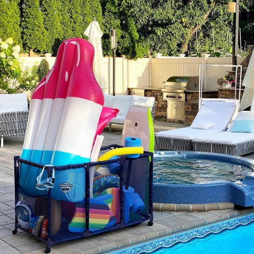 Miniatura 2 de Soporte para fideos de piscina, juguetes, flotadores, bolas y flotadores, organizador de almacenamiento de malla, altura para niños, grande