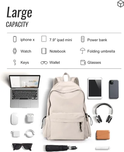 Miniatura 8 de BJLFS Mochila para mujer, Blanco, Mochilas Daypack