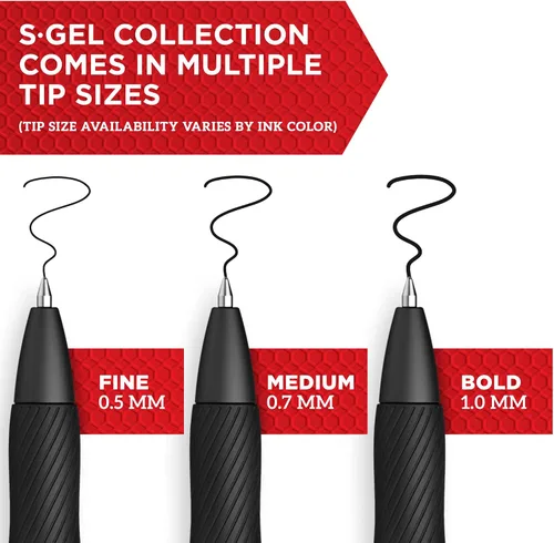 Miniatura 3 de SHARPIE S-Gel, bolígrafos de gel, punta fina (0.020 in), bolígrafo de gel de tinta negra, 12 unidades y S-Gel, bolígrafos de gel, punta media