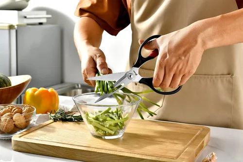 Miniatura 4 de Tijeras de cocina – Tijeras de cocina resistentes para pollo, carne, alimentos, verduras, 9.25 pulgadas de largo, color negro y rojo