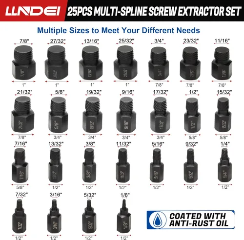 Miniatura 4 de LLNDEI Juego de extractor de tornillos con cabeza hexagonal, splines múltiples, extracción fácil de pernos redondeados, removedor de tornillos