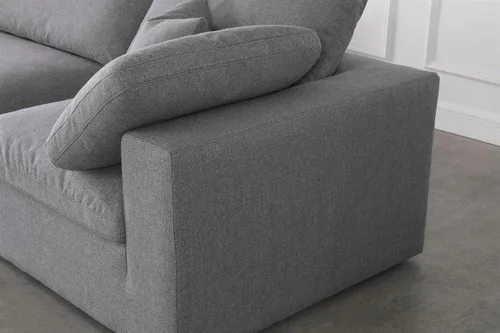Miniatura 7 de Meridian Furniture 601Cream-S119 Serene Collection Modern Sofá modular contemporáneo de lujo, tela texturizada de lino suave, cojines de plumón
