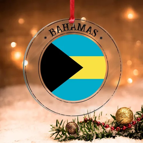 Miniatura 27 de Adorno de árbol de Navidad de Bahamas, bandera de las Bahamas, adornos acrílicos para decoraciones de Navidad, bandera nacional, recuerdo del país